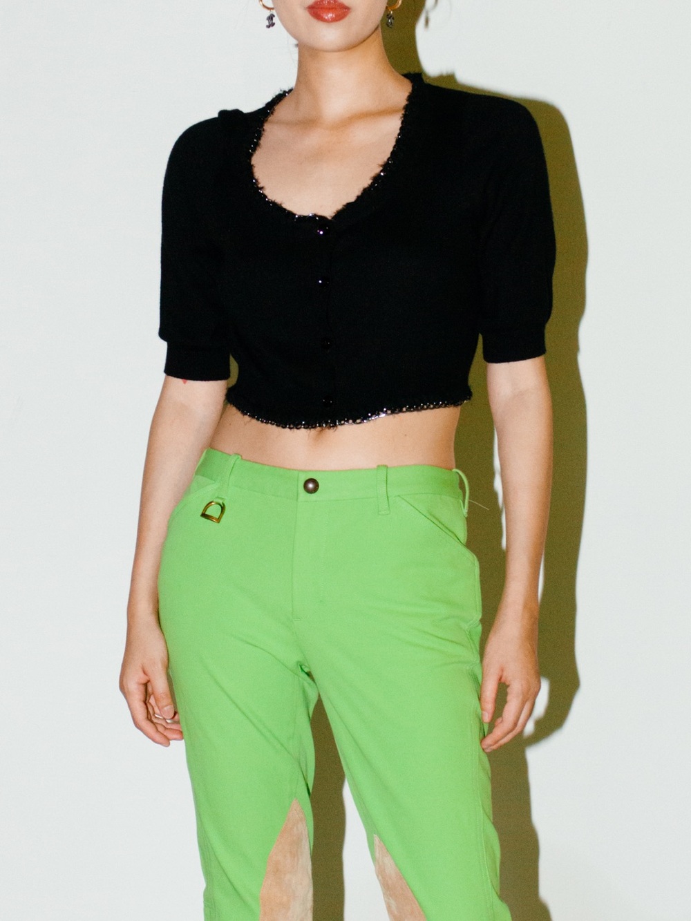Vintage Moschino Cropped Cardigan with Chain Trim